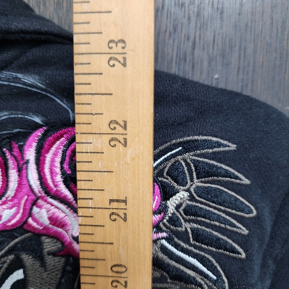 Assymetric Moto Rose Embroidered Harley Dsvidson Jacket XL - Picture 11 of 11